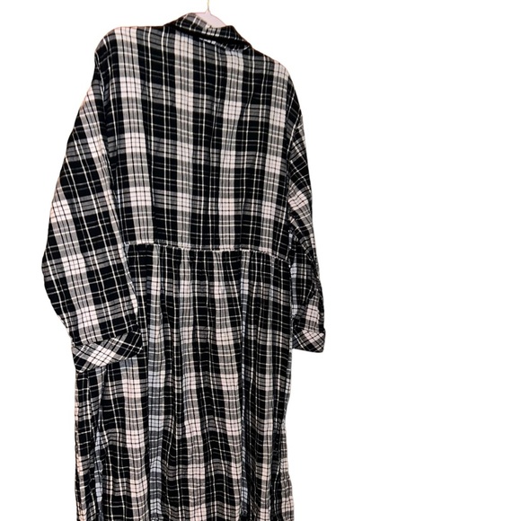 Lanz of Salzburg black/white plaid long cotton NightGown plus size 3X - Picture 4 of 4